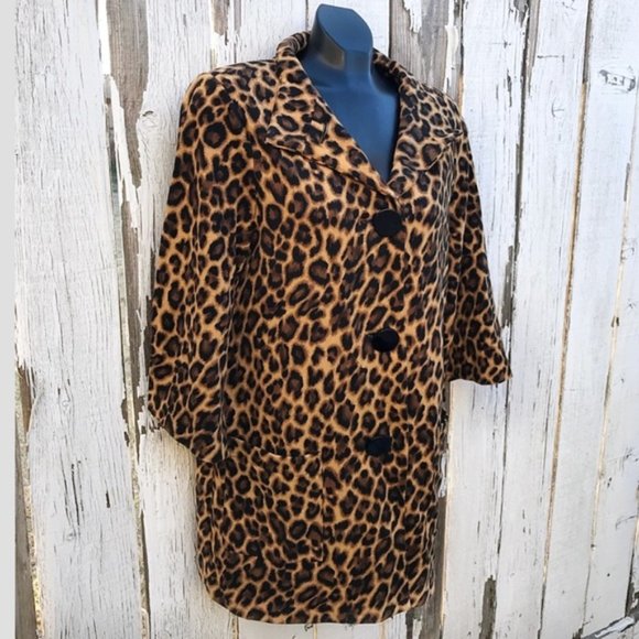 WD.NY Jackets & Blazers - Women's WD.NY Mid Length Leopard Large Button